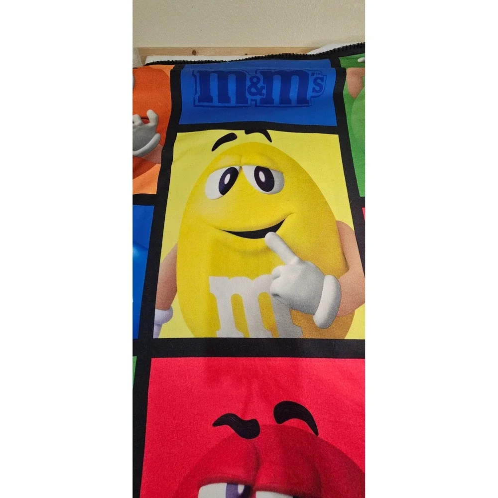 M&M's Mars Character Fleece Throw Blanket Multicolor Candy Graphic Print